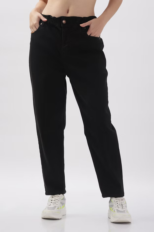 Slouchy Mom Fit Black Jeans for Women π