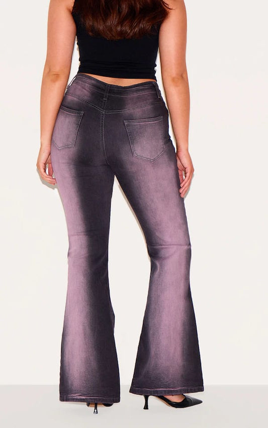 β¨ Women's High-Waisted Flared Ombre Jeans β Pink & Black Gradient ππ€