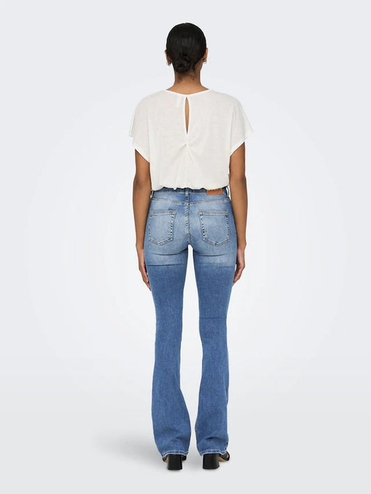 Mid-Wash Flare Fit Jeans ππ«