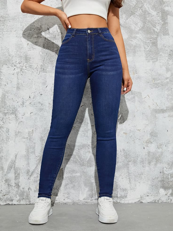 Blue Mid-Waist Skinny Jeans β Sleek & Flattering πβ¨