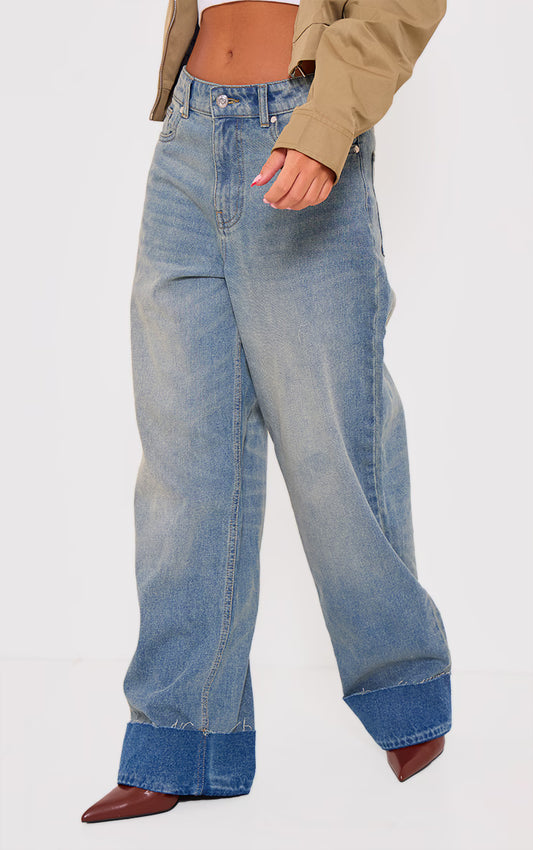 Vintage Blue Wash Cuffed Hem Jeans β Timeless Cool πβ¨