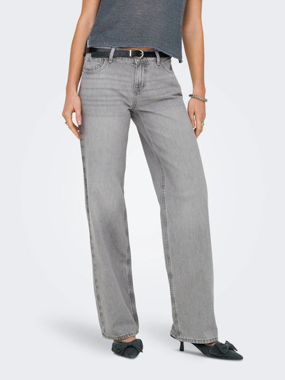 WIDE LEG GRAY COLOR, HIGH RISE JEANS
