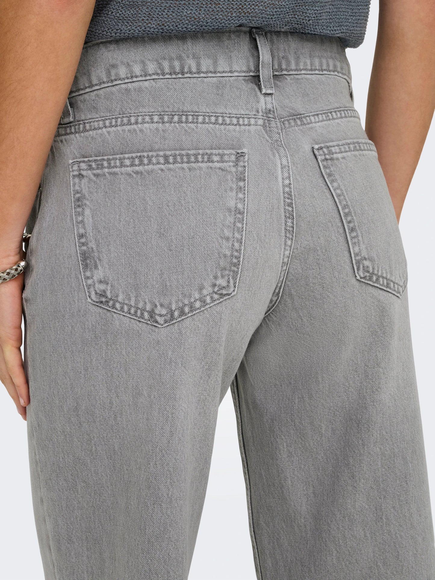 WIDE LEG GRAY COLOR, HIGH RISE JEANS